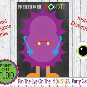 Pin the Eye on the Monster Party Game (Digital Download)