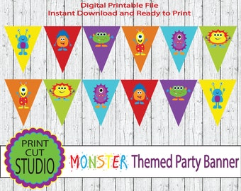 Banderín de Monster Bash: Decoración imprimible para fiesta (descarga digital)