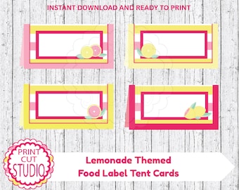 Lemonade Party Food Labels: Printable Tent Cards (Digital Download)