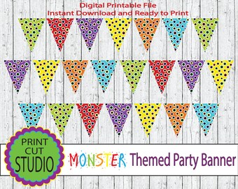 Baner imprezowy Monster Eyes: Flaga proporczykowa do druku (plik cyfrowy)