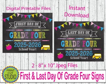 Grade Four First & Last Day Sign: Girly Printable (2025/2026) (Digital Download)