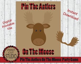 Juego de mesa "Ponle las astas al alce" (archivo digital imprimible)