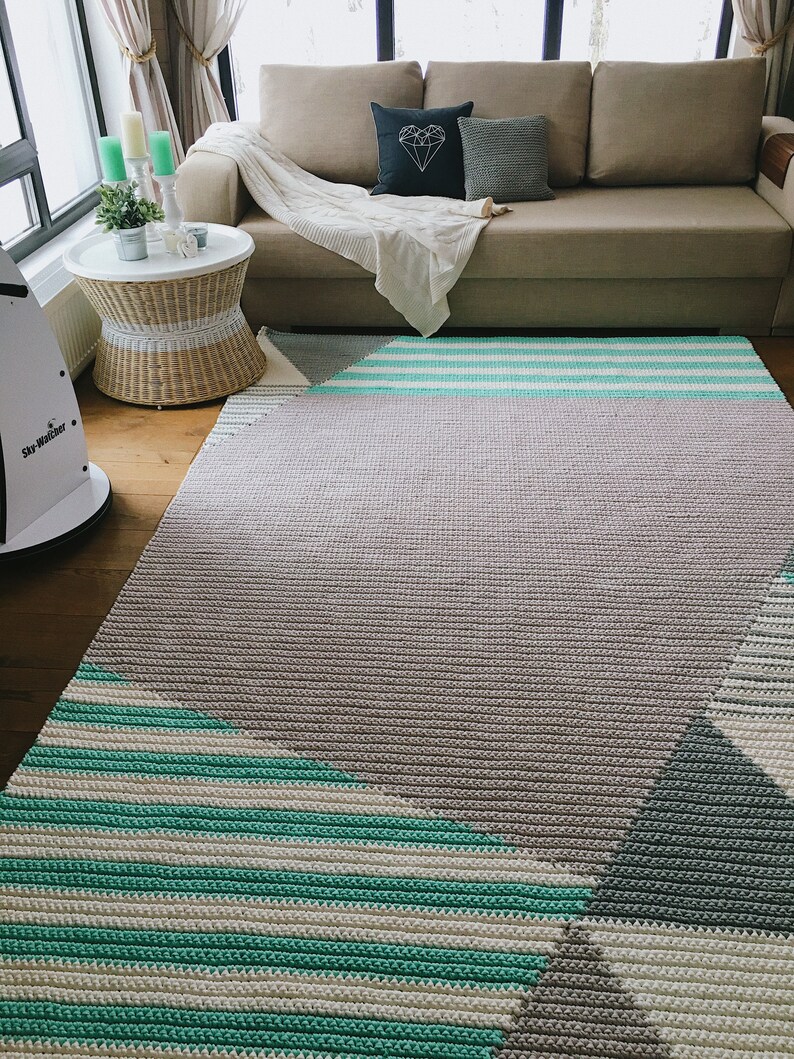 Rectangular crochet rug pattern modern crochet pattern by Etsy