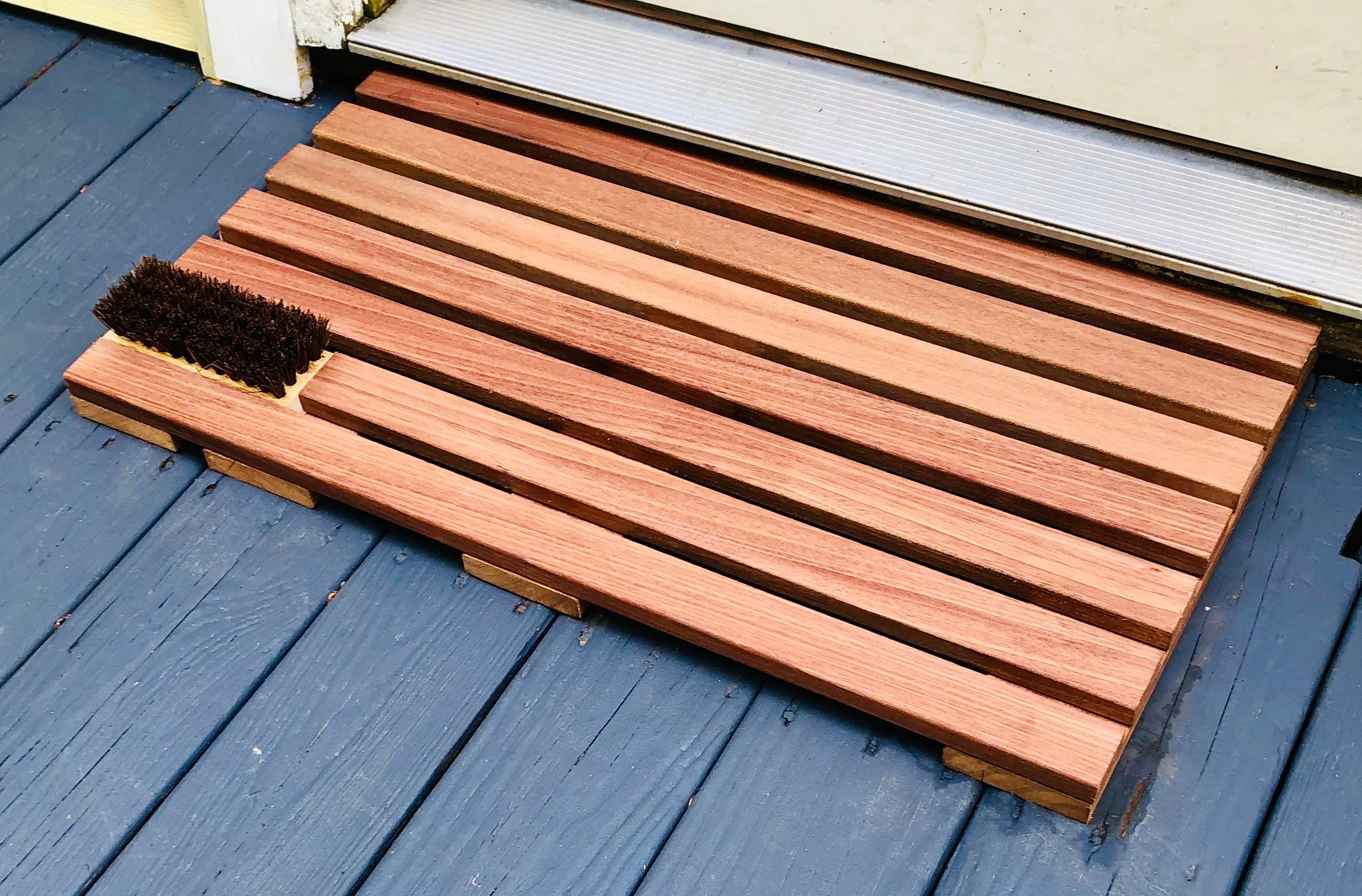 Wooden Door Mat  Garrett Wade's Stylish Wood Slat Door Mat