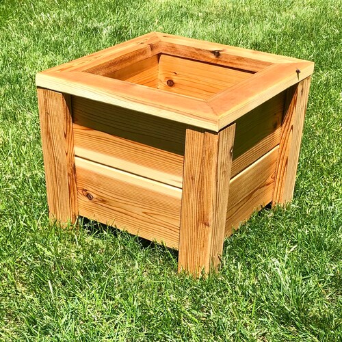 Outdoor Cedar Planter Square Deck Planter Patio Planter Box Etsy