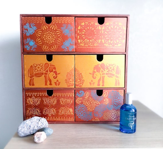 Mini Chest Of Drawers Jewelry Box Makeup Storage Indian Etsy