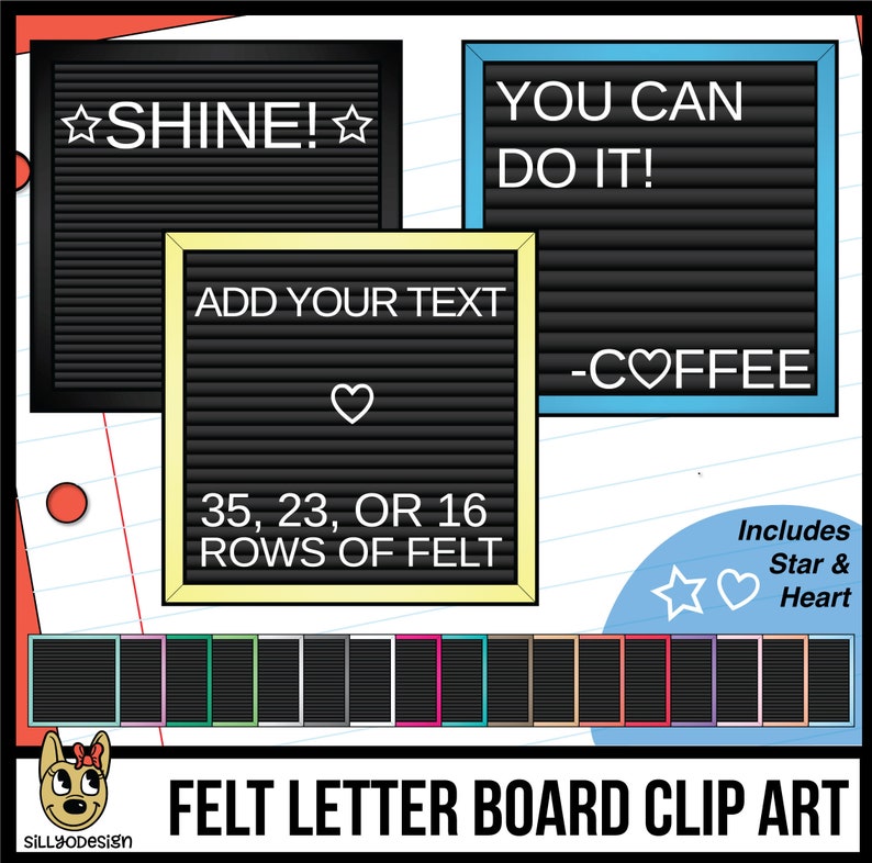 Black Felt ADD YOUR TEXT editable clipart Square Letter Boards Clip Art