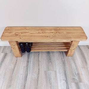 Rustic Handmade Wooden Bench / Shoe Rack- Many Colours. Unique Design