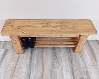 Rustic Handmade Wooden Bench / Shoe Rack- Many Colours. Unique Design