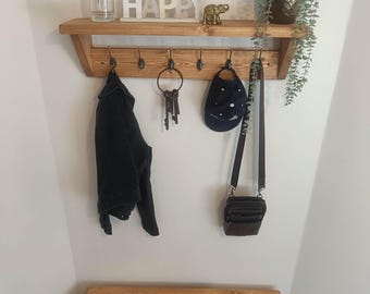 Handmade Wooden Shoe Bench Two Shelves & Coat Rack With Shelf- Many Colours and Sizes
