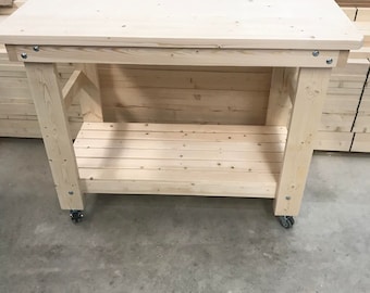 Wooden Work Bench With Wheels in various sizes