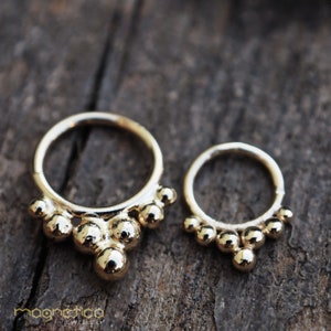 Gold Bells dots ethnic piercing Ring\gold plated\fits septum, Tragus, Helix, nose ring