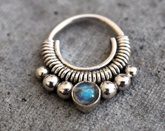 Silver piercing ring\ fits septum, Tragus, Helix, nose ring\ 925 sterling silver\ genderless