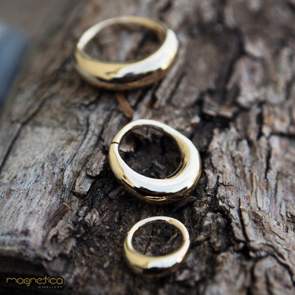 Gold brass chunky snug piercing Ring\fits septum, Tragus, Helix, nose ring\pure brass\ genderless\ nickel and lead-free