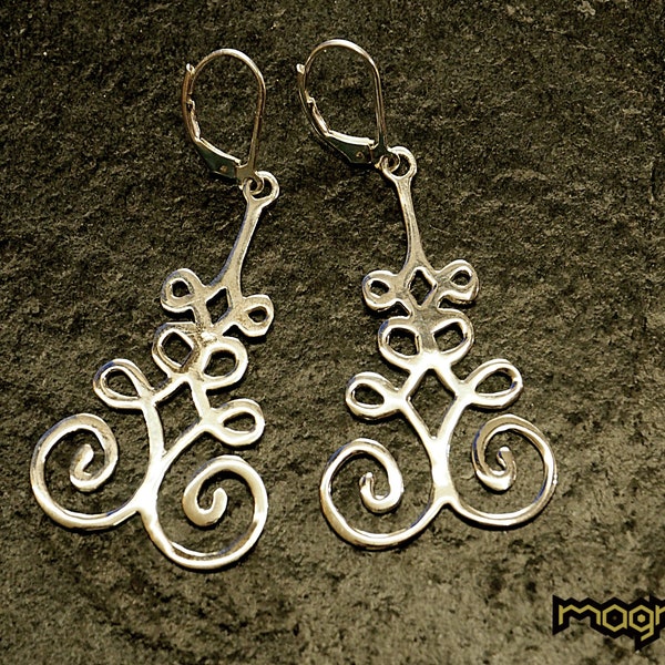 silver double unalome spiritual symbol earrings\ 925 sterling silver\ wicca\ occult\handmade earrings