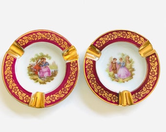 Vintage Limoges Ashtray About Love with Gold Trim Aimer