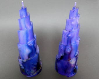 Handmade Candles, Blue Candle, Decorative Candles, Beautiful and unusual spiral shaped marbled candles