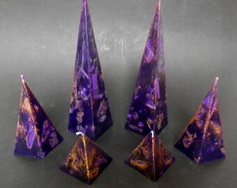 Pyramid Candles, Purple  Candles, Handmade Candles,