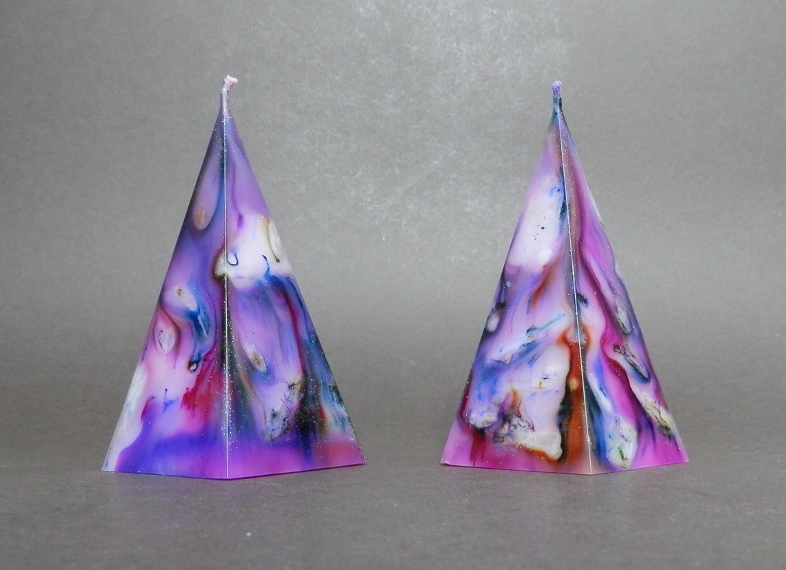 Pyramid Candles Handmade Candles Unique Marbled Candles Etsy