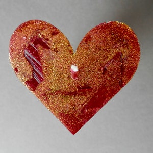 Valentines Gift, Red Heart Candle deacorated with Gold Glitter, Unique Valentines gilt, Handmade Candle image 1