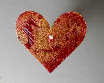 Valentines Gift, Red Heart Candle deacorated with Gold Glitter, Unique Valentines gilt, Handmade Candle