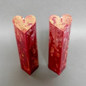 Valentines Gift, Red Heart Candle deacorated with Gold Glitter, Unique Valentines gilt, Handmade Candle image 2