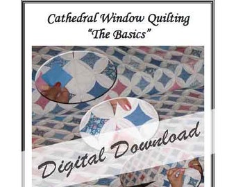 PDF Cathedral Window Quilting Pattern "The Basics" Instructions to Make a Quilt, Wallhanging or Pillow INSTANT DOWNLOAD