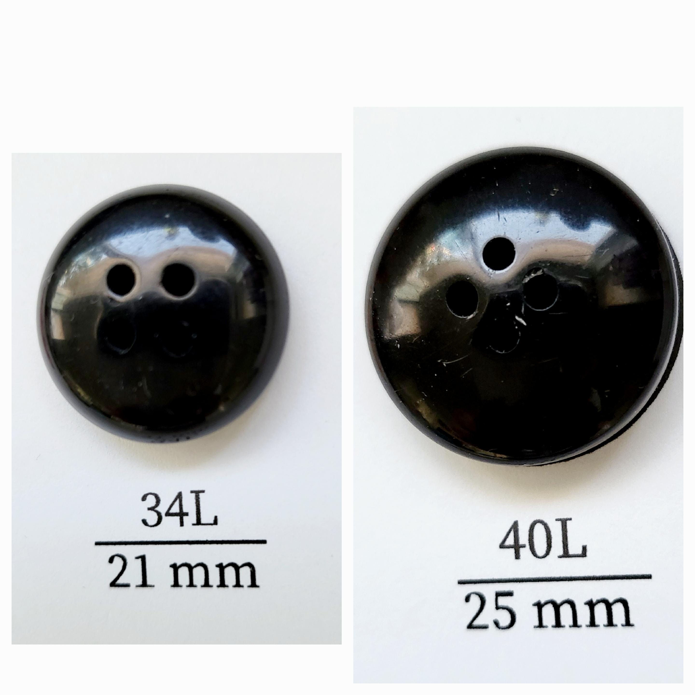 Vintage Black Chunky Buttons - Thick 4 Hole Plastic, Set of 2 (21mm ...