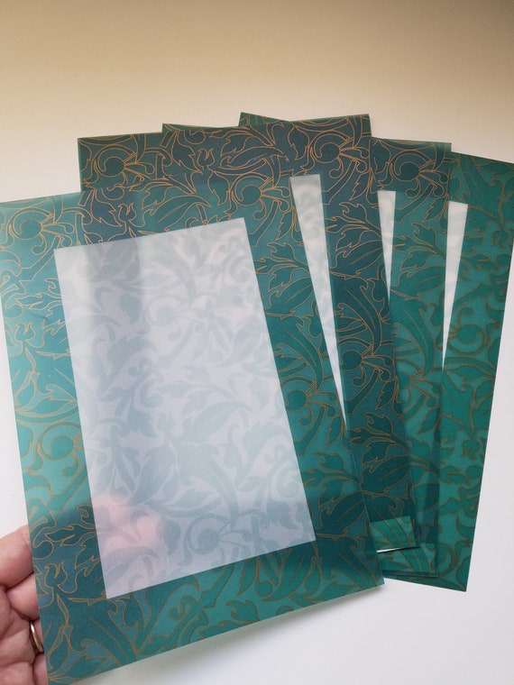 Vellum Paper Teal Gold Translucent Sheets with Border Frame, Scrapbooking  Journal Paper Crafts Photo Framing Art Specialty Paper