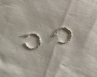 Silver Round Textured Earrings