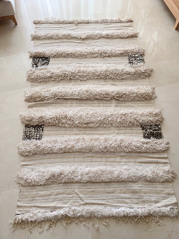 Vintage Moroccan Handira Wedding Blanket 6 11 X 3 11 Morocco