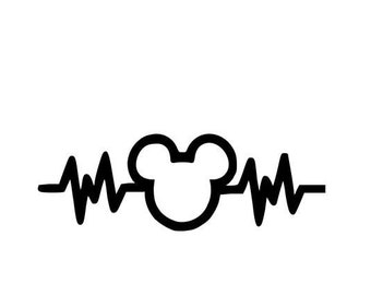 Calcomanía de vinilo con latidos de Mickey Mouse para coche, portátil y ventana de Disney