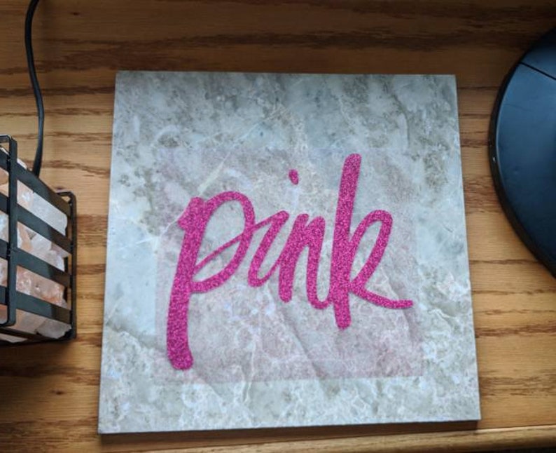 vs pink cursive iron on vinyl decal heat transfer etsy