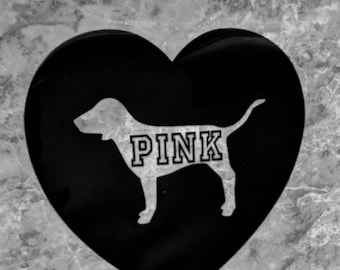 VS Pink Dog Heart Inspired Iron On Vinyl Decal Transfer