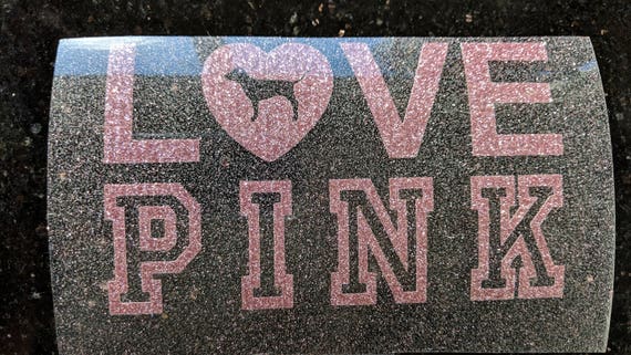 VS Love Pink Dog Heart Iron-on Vinyl Decal Heat Transfer 