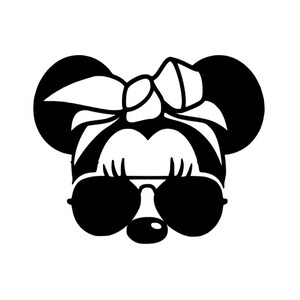 Minnie Mouse Bandana & Sunglasses Silhouette | Iron On Vinyl Decal Heat Transfer