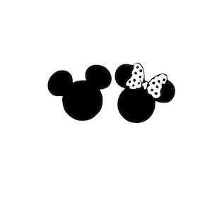 Mickey Mouse and Minnie Mouse Head Silhouette | Vinyl Adhesive Decal | Car Decal | Window Decal | Wall Decal | Laptop Decal