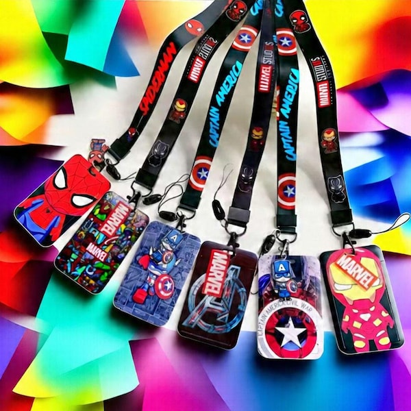 Disney Marvel Crossover Lanyard with Card Holder - Spider-Man, Captain America, and More!