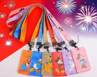 Cordón y portatarjetas de identificación con personajes de Disney
