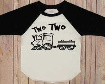 Birthday Shirt Two Two Raglan Shirt, Look Who's Two second birthday train shirt two two, two shirt train Birthday Kids Birthday Shirts