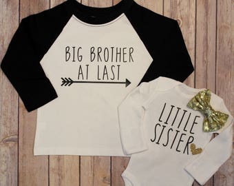 Big Brother, Little Sister, Big Brother Shirt, Little Sister Bodysuit, Sœurs Chemises, Annonce de grossesse, Annonce nouveau bébé