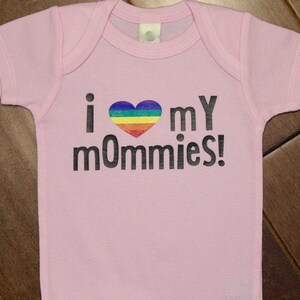 Two mommies, 2 mommies, gay baby, 2 moms, 2 mommy, two moms, lgbt baby shirt, gay pride baby shirt, gay pride baby, gay mommy image 1