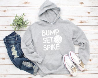 Girls Volleyball Hooded Sweatshirt Bump Set Spike