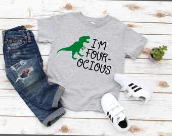 Fourocious shirt - four year old - Four Year old Birthday Shirt - 4th Birthday Shirt - Dinosaur Birthday - Dinosaur shirt - 4 year old Shirt