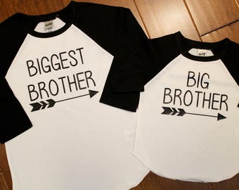 Biggest Brother Shirt, Big Brother Shirt, Brother Shirts, Big Brother, Biggest Brother, Big Bro, New Baby Announcement, Brother Raglan Shirt
