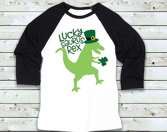 Luckysauraus Rex Shirt / Boys St. Patricks Day Shirt / Dinosaur St Patricks Day Shirt / Boys Lucky Shirt / Dinosaur St Patricks Day