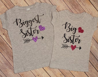 Biggest Sister Shirt, Big Sister shirt, Biggest Sister Big Sister Shirt Set. Sibling Shirt, Pregnancy Announcement Shirts, Sister Shirts