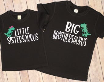 Shirt Big Brothersaurus, bijpassende set dinosaurus Little Sistersaurus