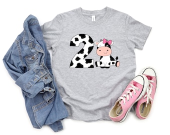 Girls Cow Birthday Shirt / Girls 2nd Birthday / 2 Birthday tee / Two Year Old Birthday / Girl Birth / cow 2 birthday / cowgirl 2nd birthday