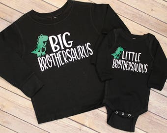Bijpassende shirtset dinosaurus Brothersaurus, Big Brother Little Brother